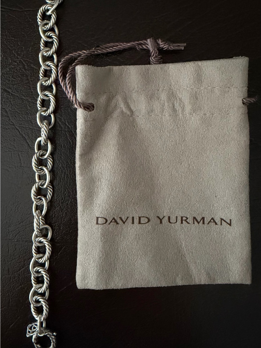 David Yurman Silver Rope Chain Bracelet with Branded Pouch